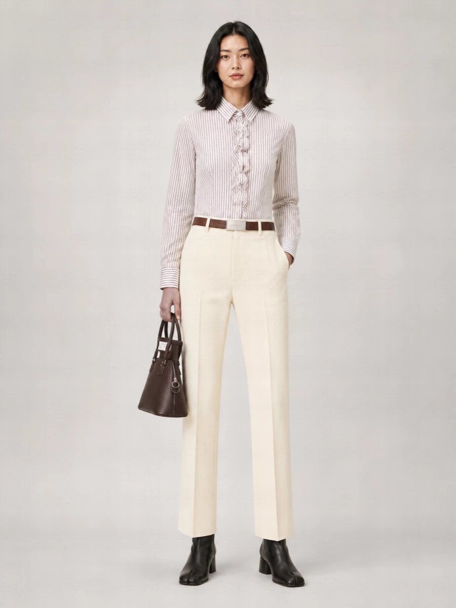 Maison Margiela Striped Layered Tulle Shirt