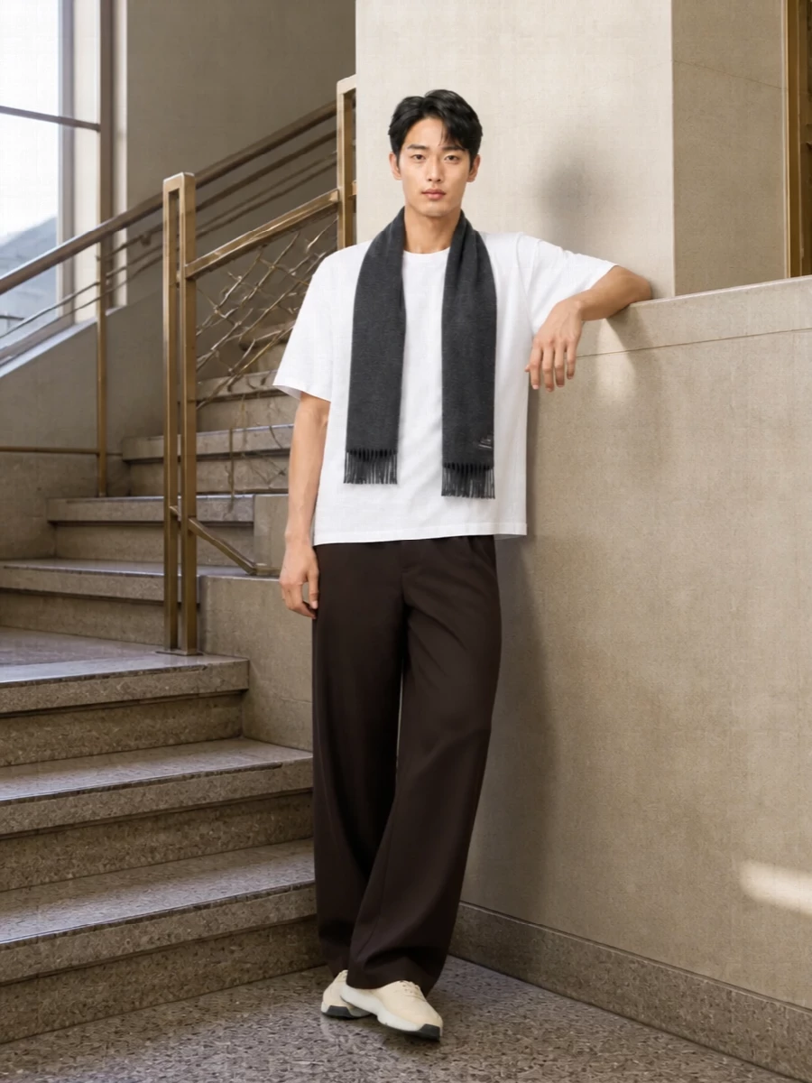 Sefr white tee brown trousers outfit