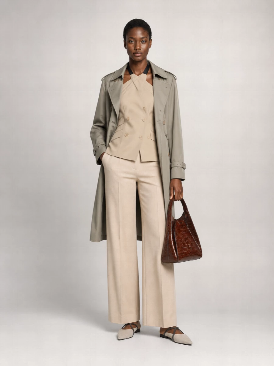 Max Mara Cotton Short Double-Breasted Belted Trench Coat