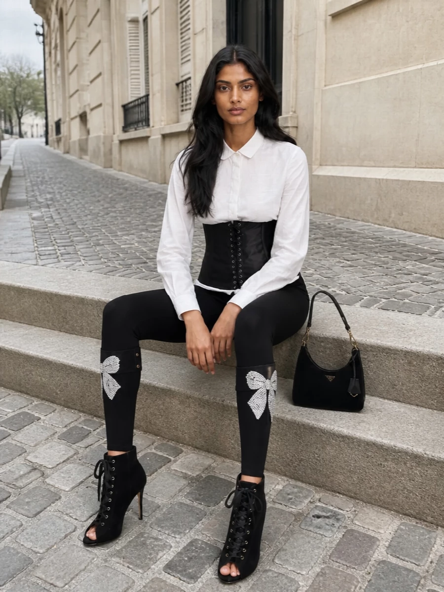 Dolce gabbana corset black leggings heels