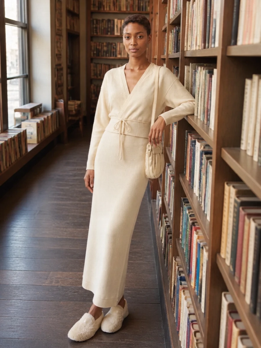 Jil sander ribbed skirt cashmere wrap outfit