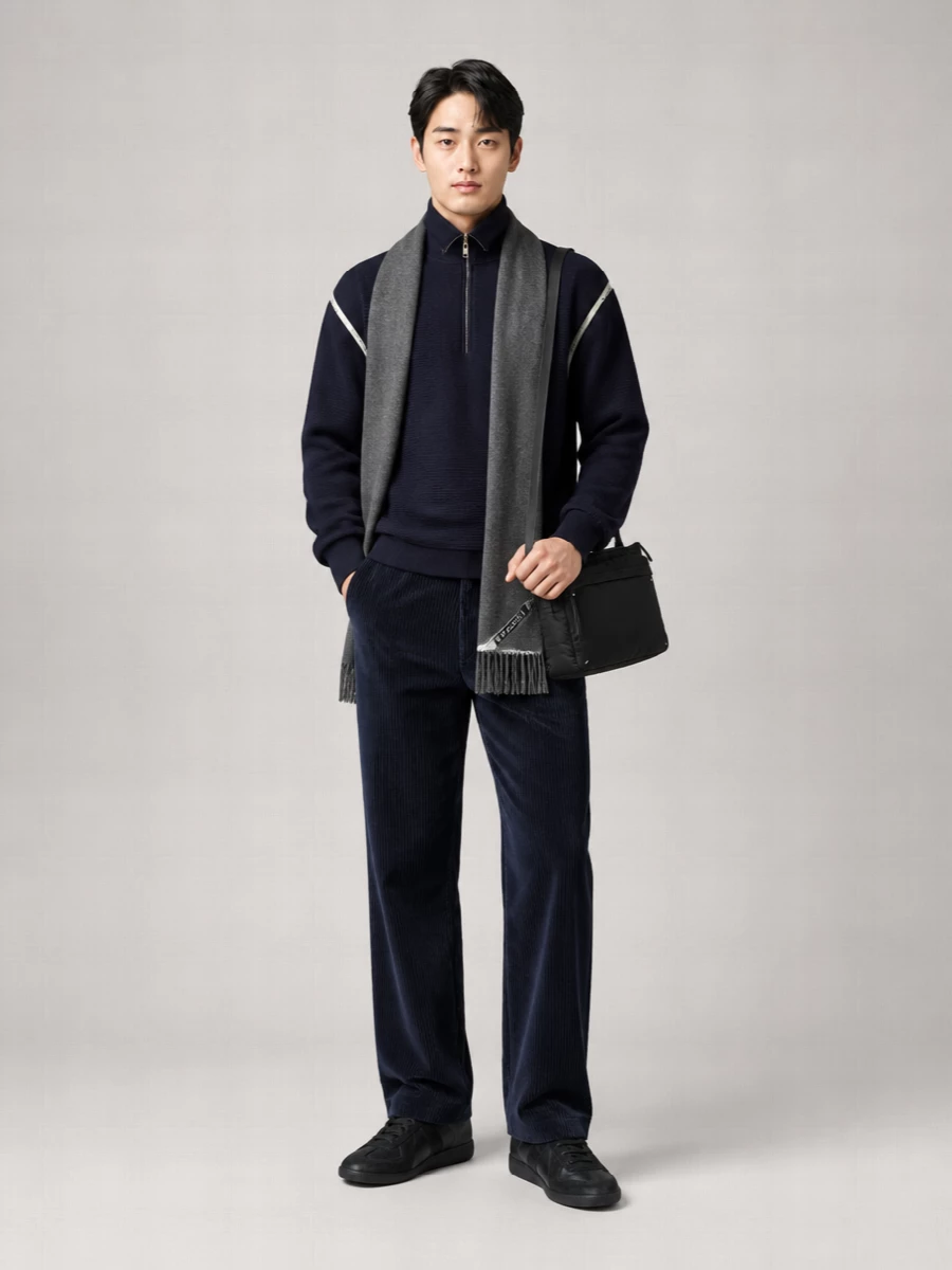 Maison Margiela Wool Ribbed High-Neck Half-Zip Sweater
