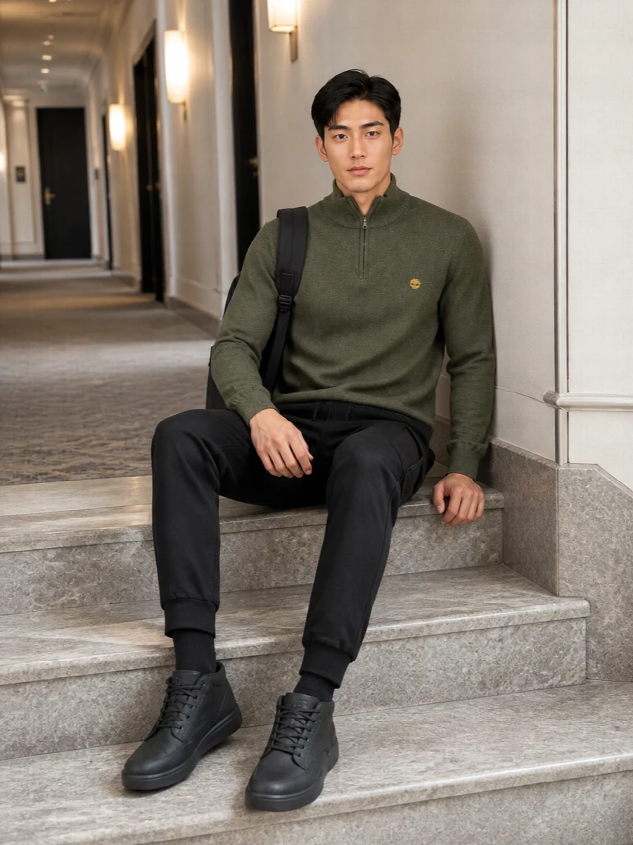 Timberland olive zip jumper black track pants