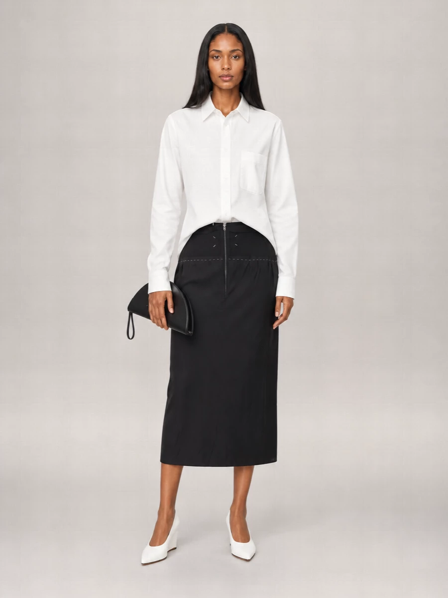 Maison Margiela Acetate High-Rise Midi Skirt
