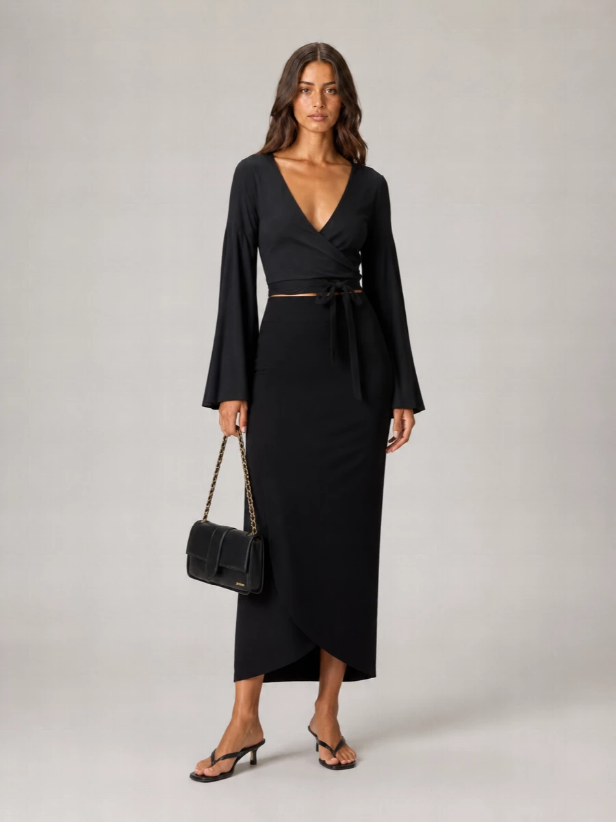 Jacquemus Wrap V-Neck Cropped Blouse