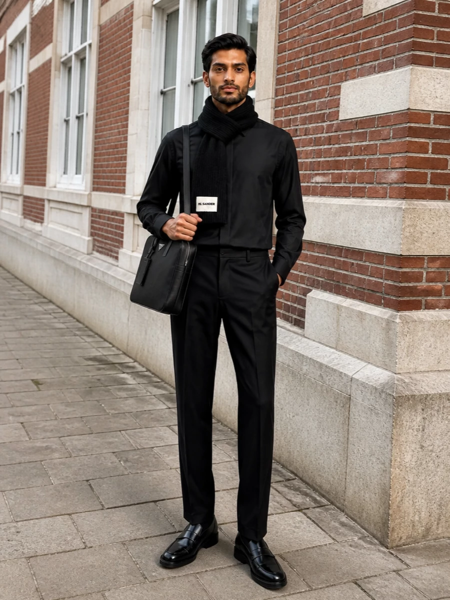 Jil sander black tailoring prada brief bag