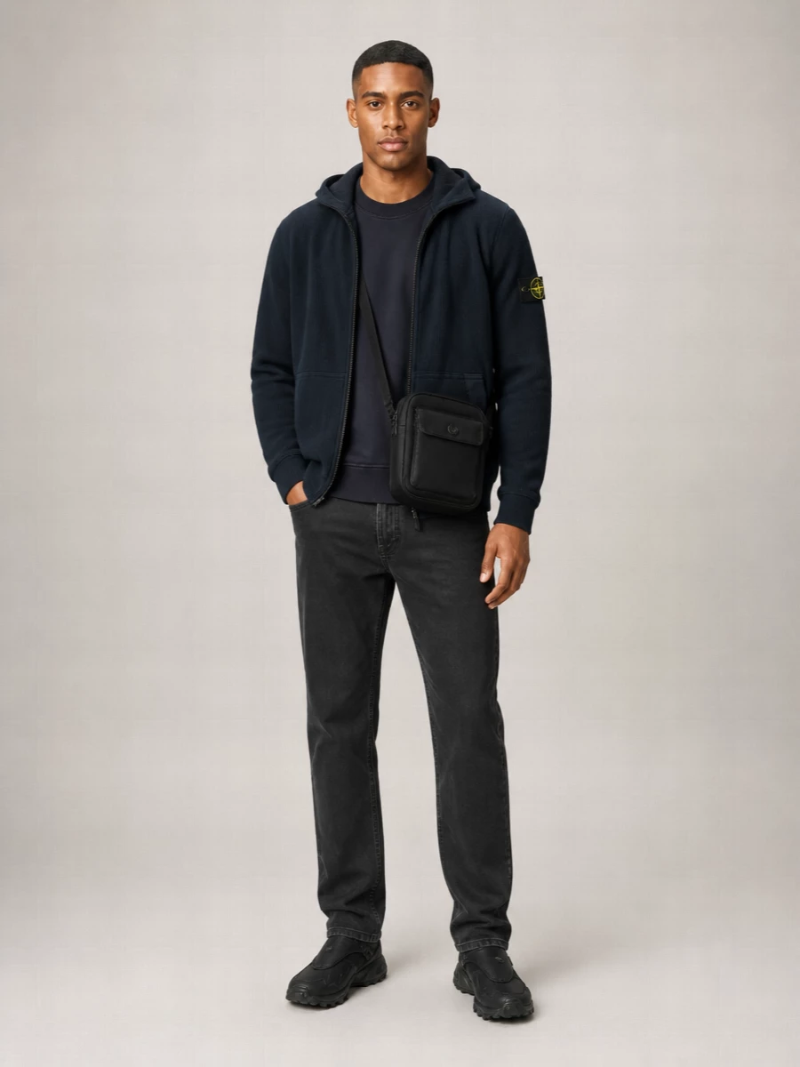 Stone Island Ribbed Cotton Hooded Zip Jacket