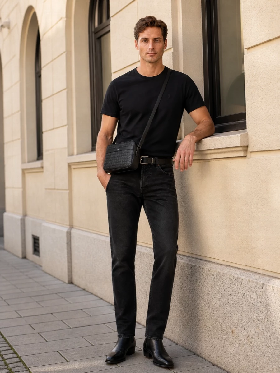 Saint laurent denim black chelsea boots outfit