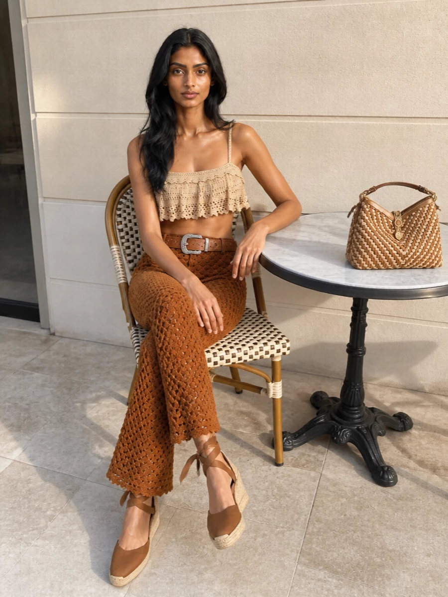 Ermanno scervino crochet flares boho wedges