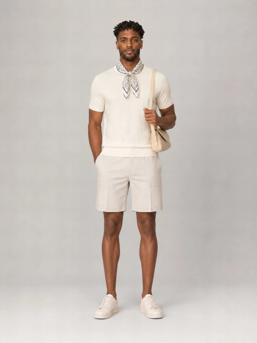 John Smedley Ribbed Crewneck Short-Sleeve T-Shirt