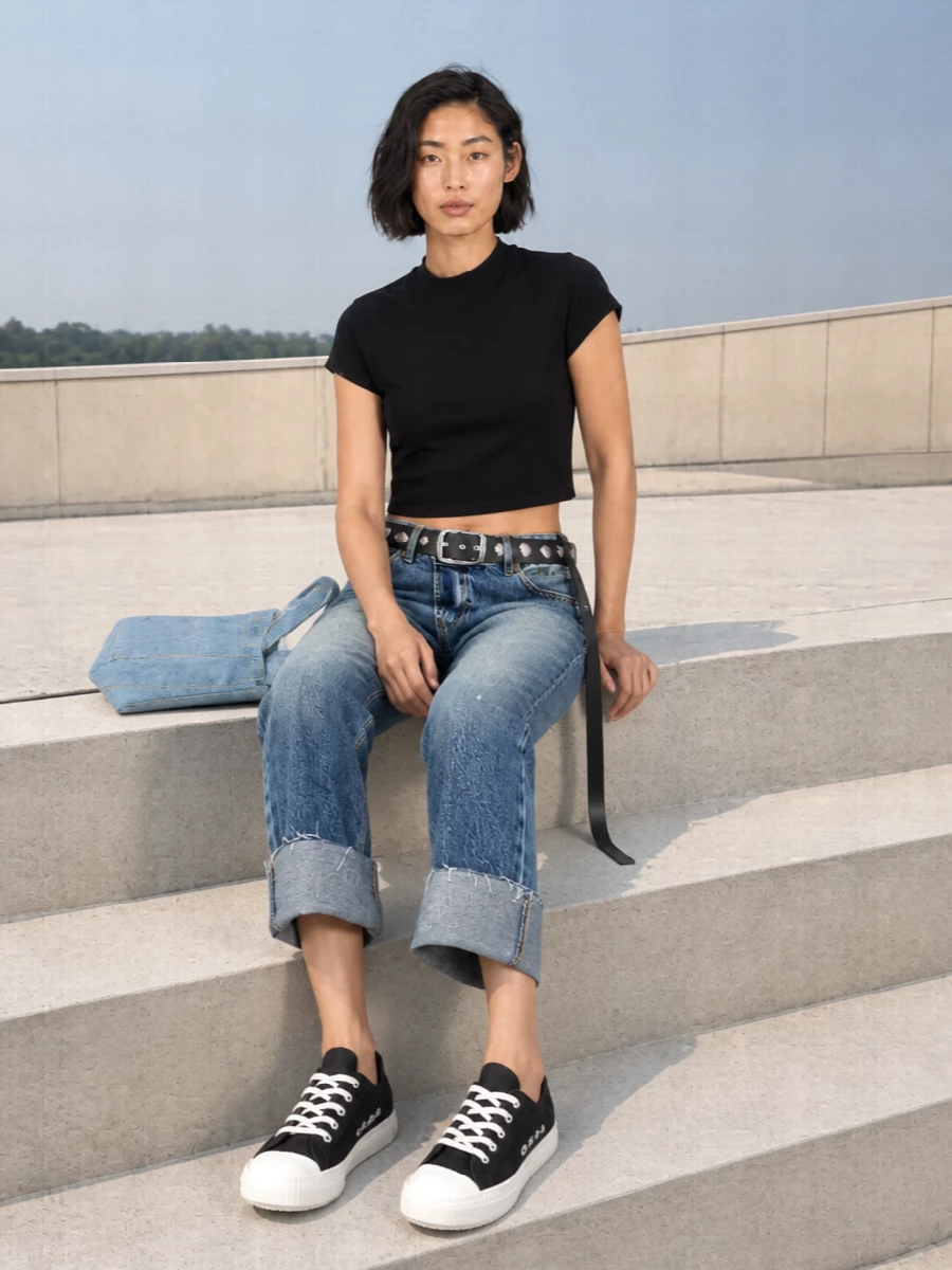 R13 jeans rick owens sneakers acne denim bag