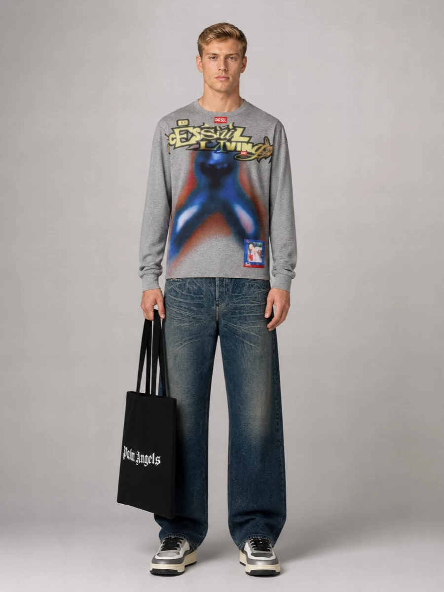 Palm Angels Wool Knit Logo Tote Bag