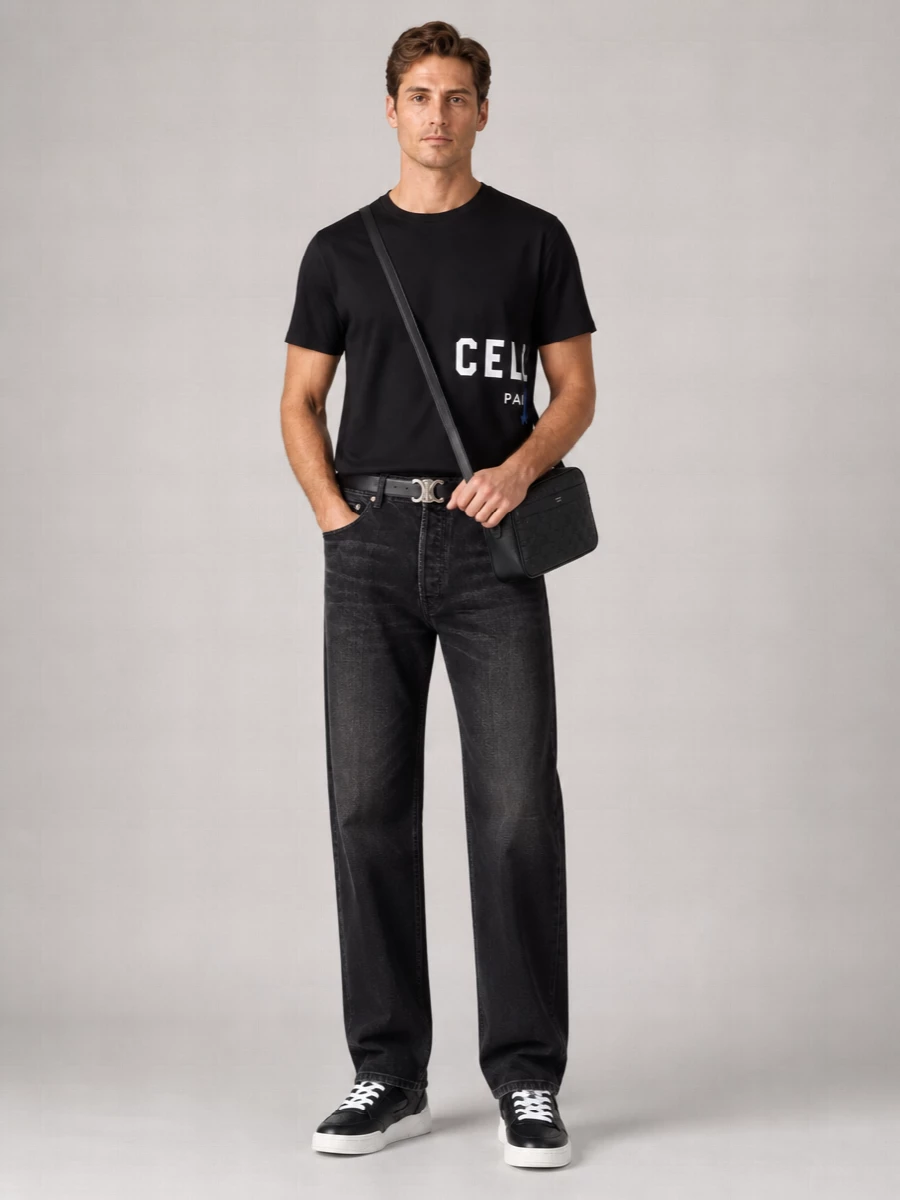 Celine Cotton Relaxed-Fit Logo-Print T-Shirt