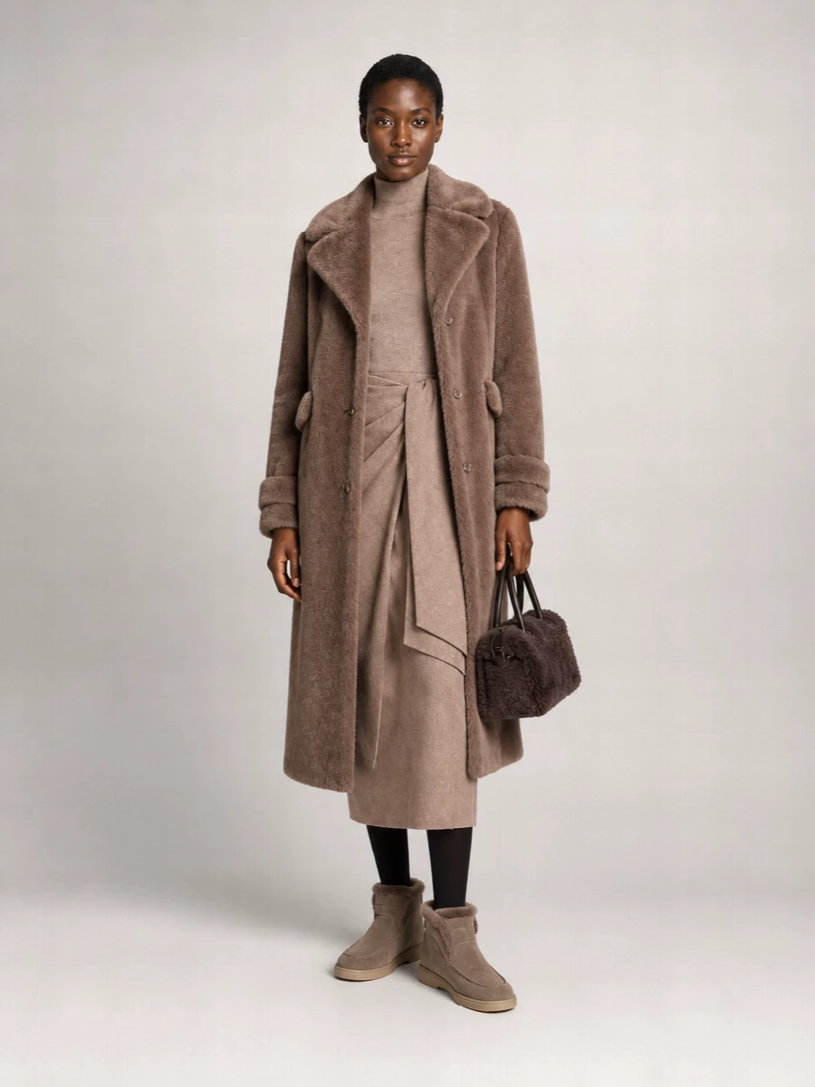 Herno faux fur single-breasted midi coat