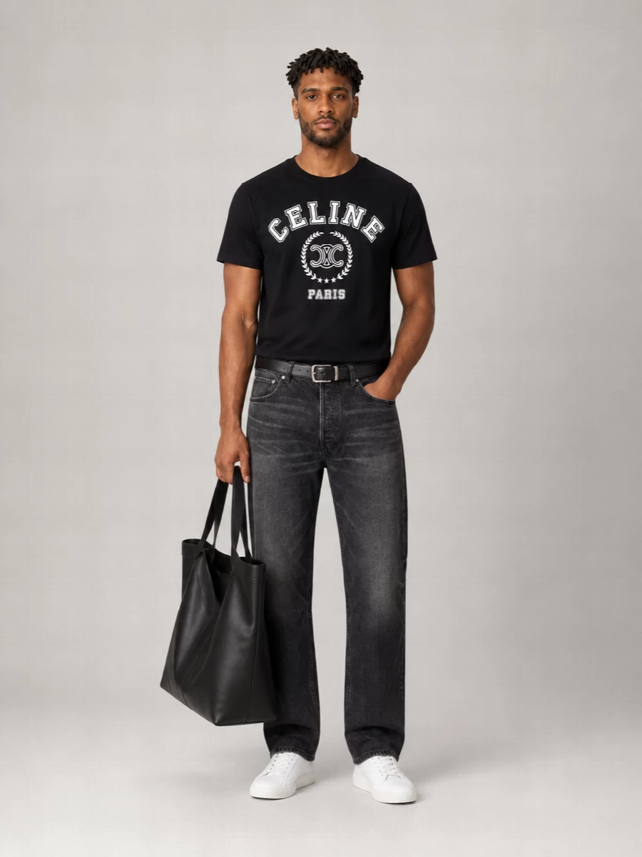 Celine Cotton Relaxed-Fit Graphic T-Shirt