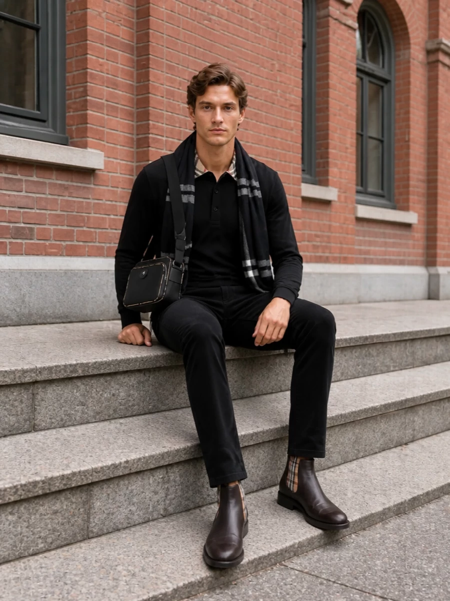Burberry black polo tailored trousers outfit