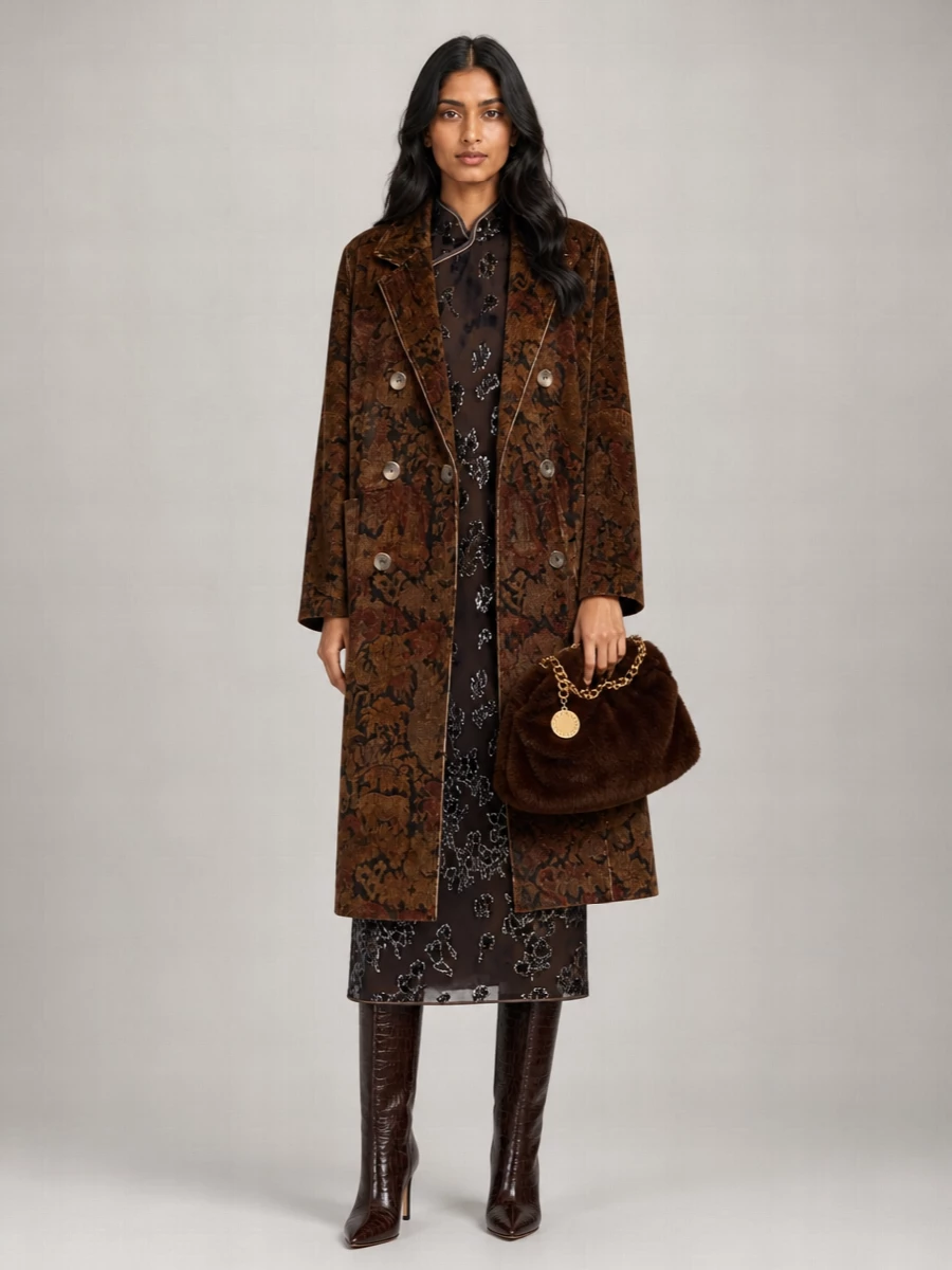 Pierre louise mascia printed double-breasted coat