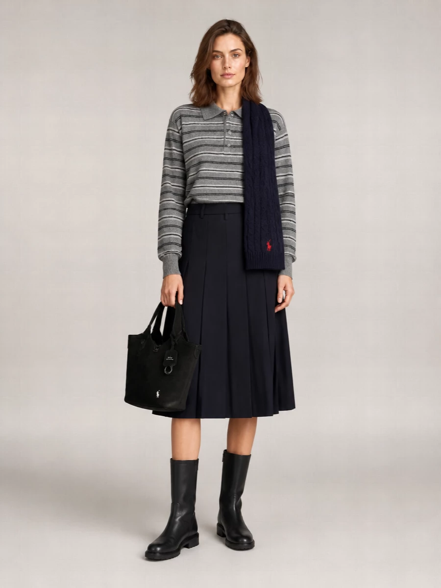 Dunst Striped Ribbed Polo Jumper
