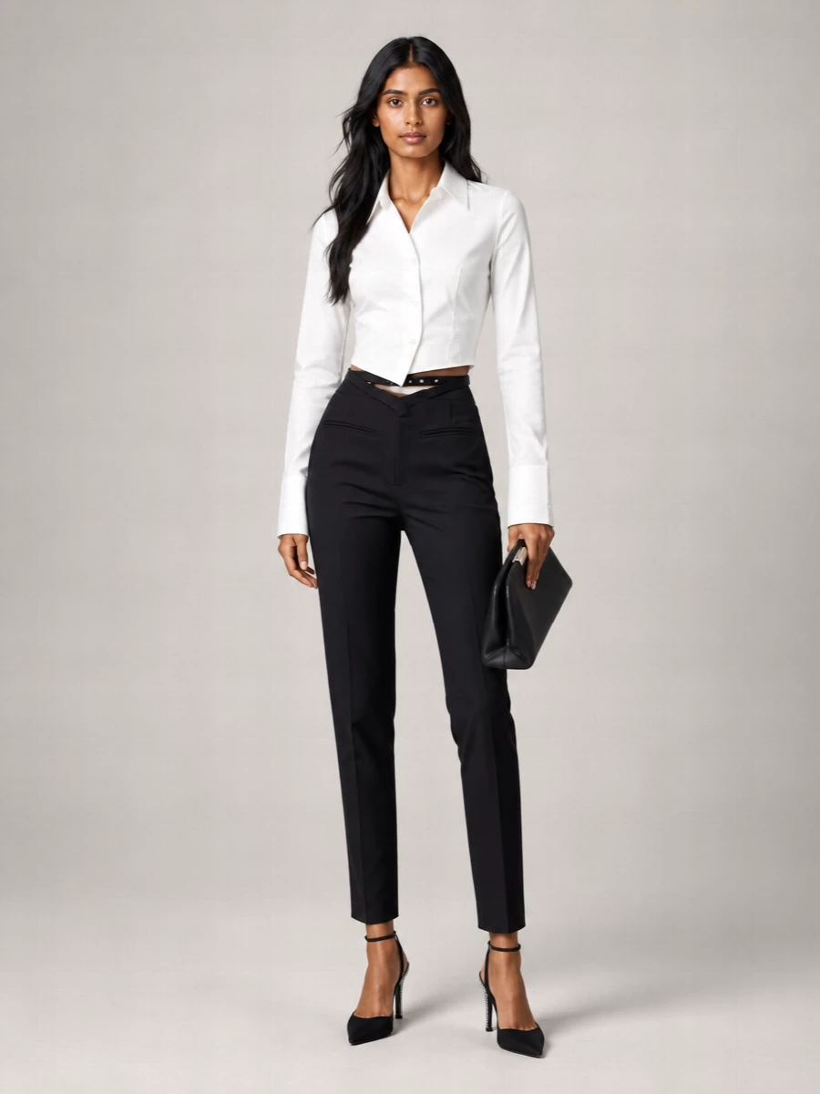 The Attico Low-Rise Slim-Fit Wool Twill Trousers