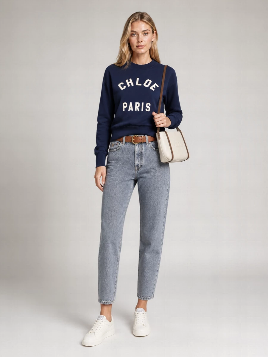Chloé Ribbed Cotton Logo Sweatshirt