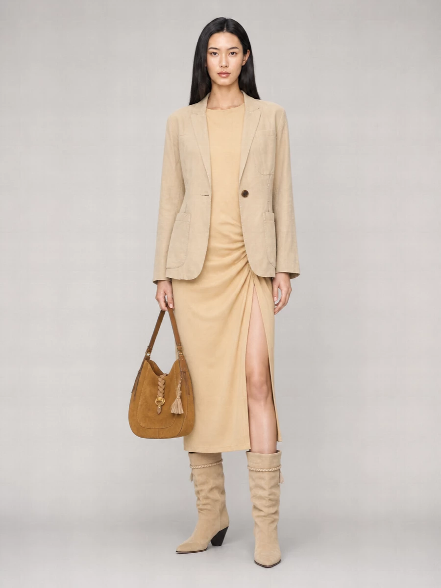 Isabel Marant Silk Linen Fitted Suit Jacket