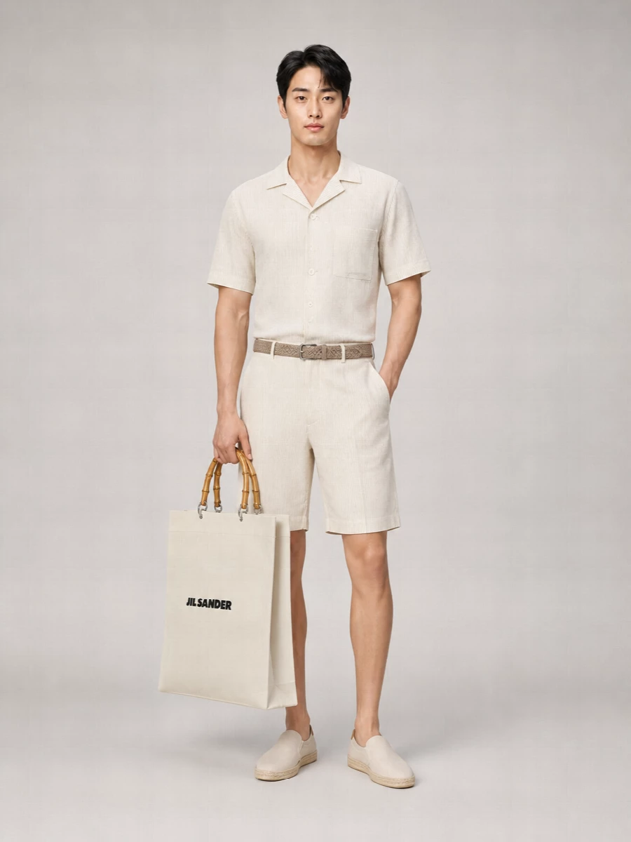 Zegna Linen Pyjama Set Striped Shirt And Shorts