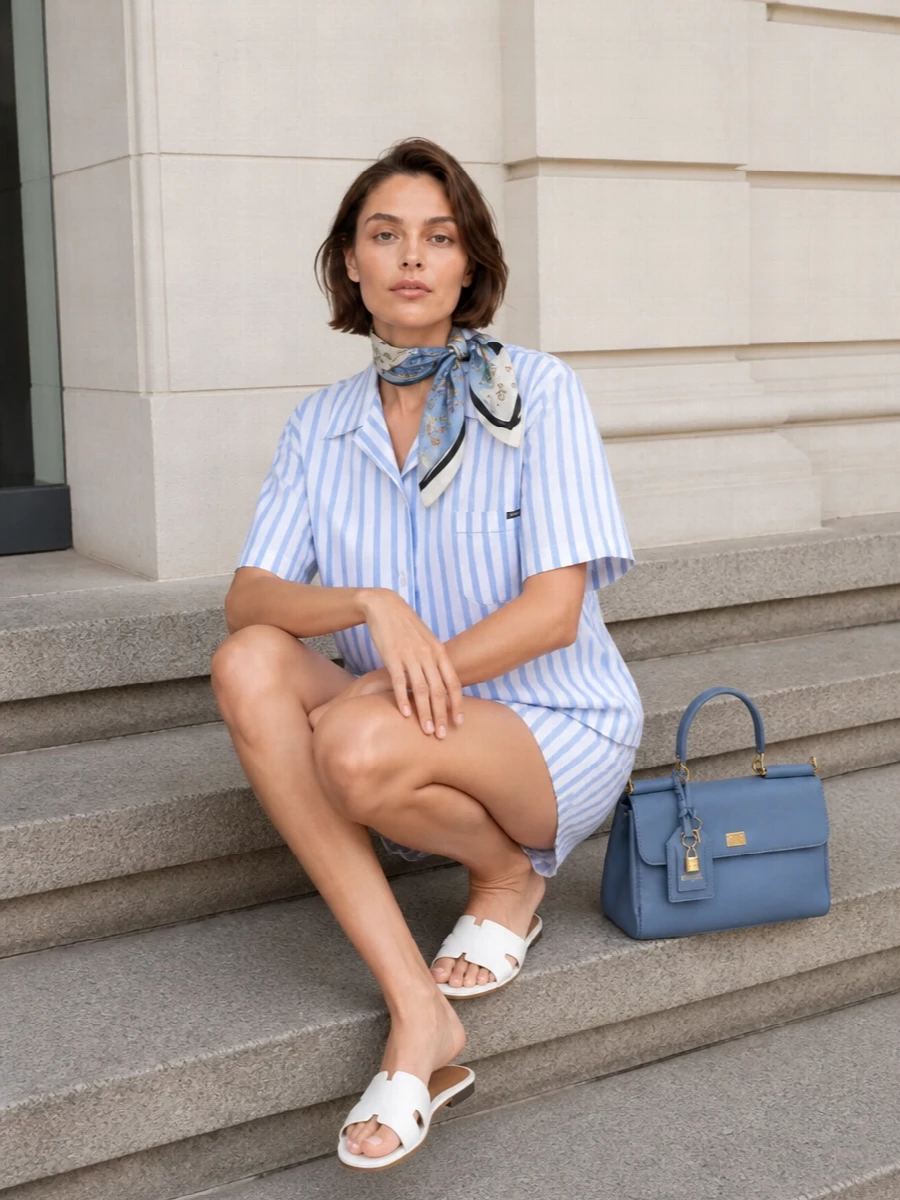 Dolce gabbana striped pajama shirt shorts outfit