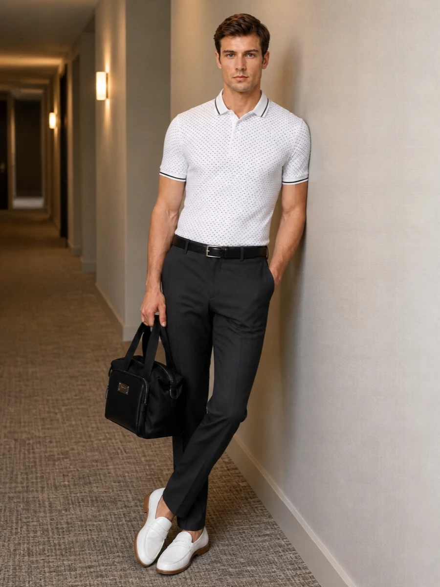 Dolce gabbana polo charcoal trousers outfit