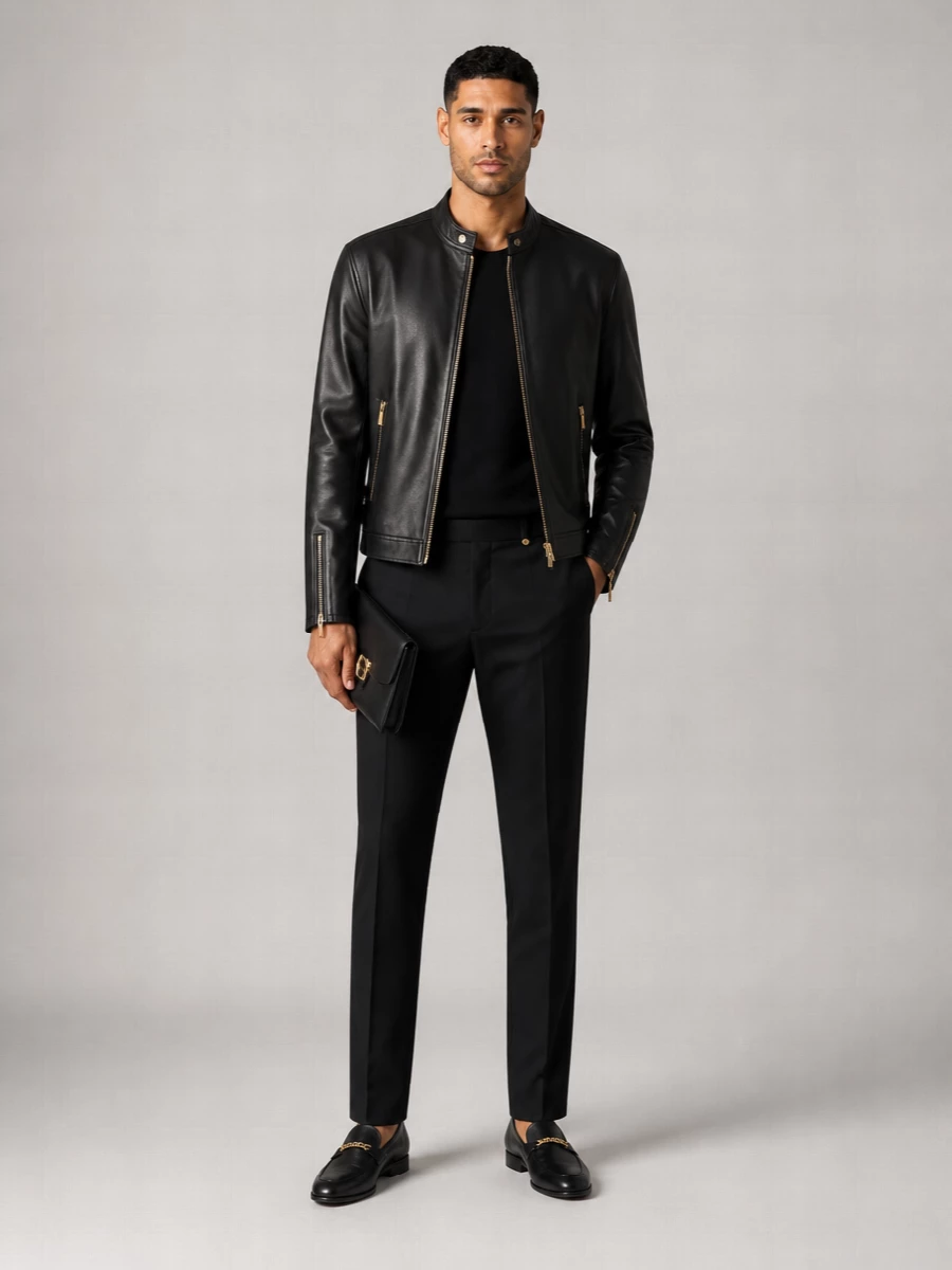 Versace Lamb Leather Biker Jacket