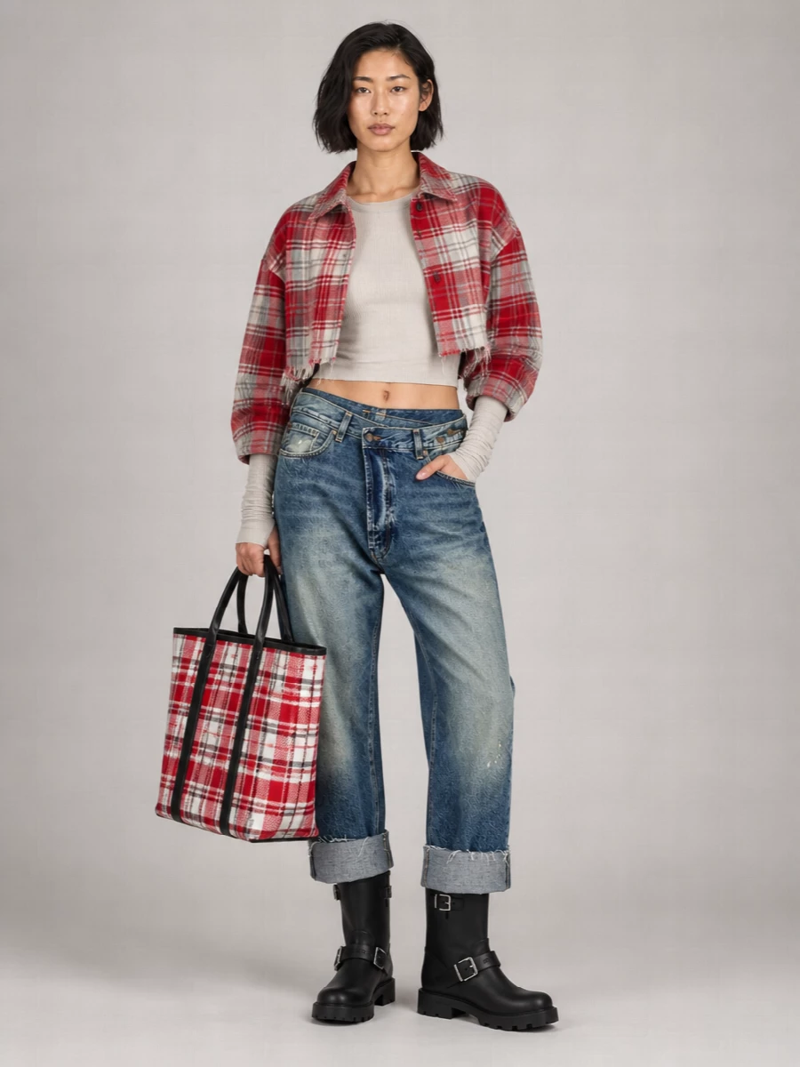 Balenciaga Small Barbes Shopping Bag In Printed Leather