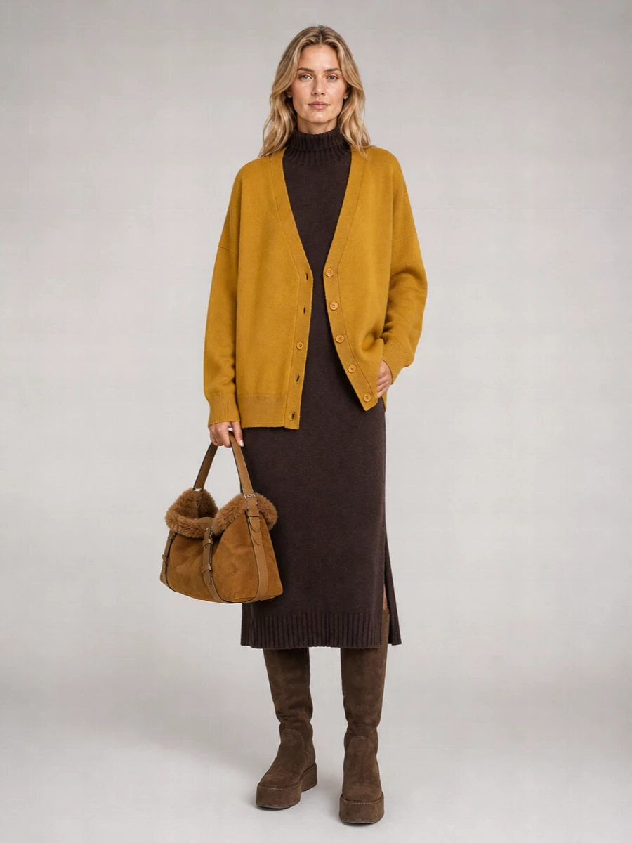 Extreme Cashmere Cashmere Oversized Ribbed V-Neck Cardigan