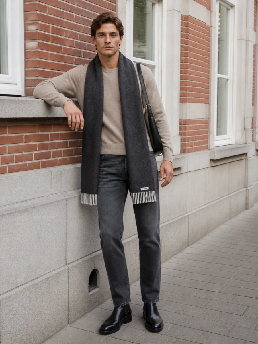 Jacob cohen jeans beige knit black chelsea boots