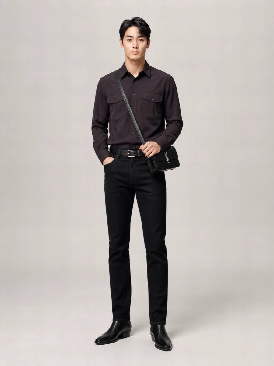 Saint Laurent Denim Mid-Rise Straight-Leg Jeans