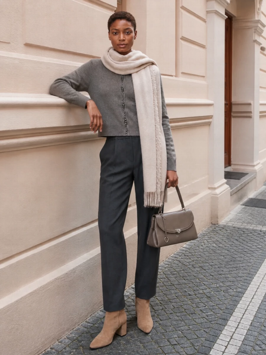 Fabiana filippi cardigan charcoal trousers outfit