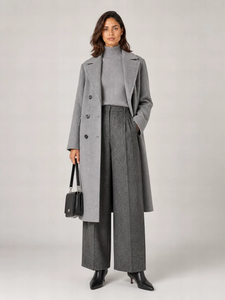 S Max Mara Cashmere Alpaca Virgin Wool Double-Breasted Belted Midi Coat