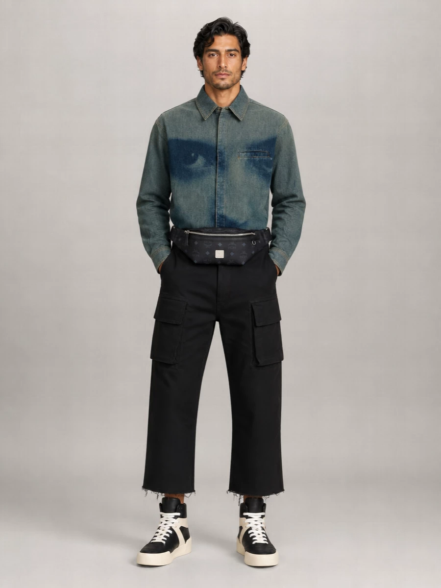 Rick Owens Cotton Flared Cargo Denim Shorts