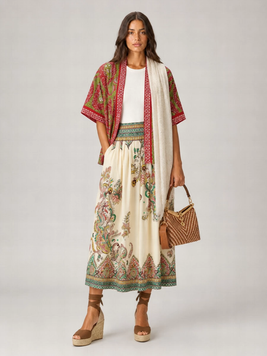 Etro Silk Printed Kimono-Sleeve Jacket