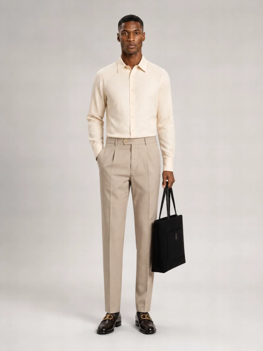 Brunello Cucinelli Cotton Mid-Rise Straight-Leg Tailored Trousers