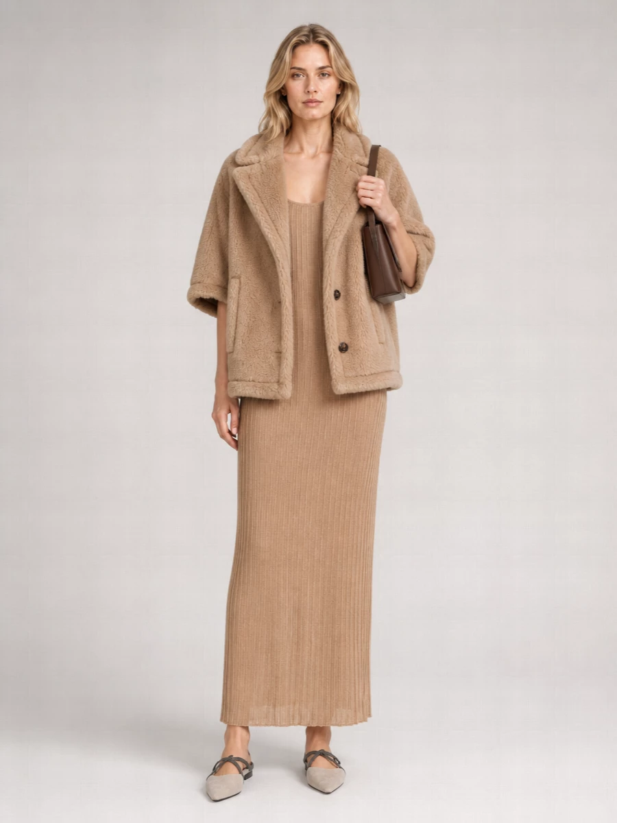 Max Mara Cashmere Faux Fur Coat