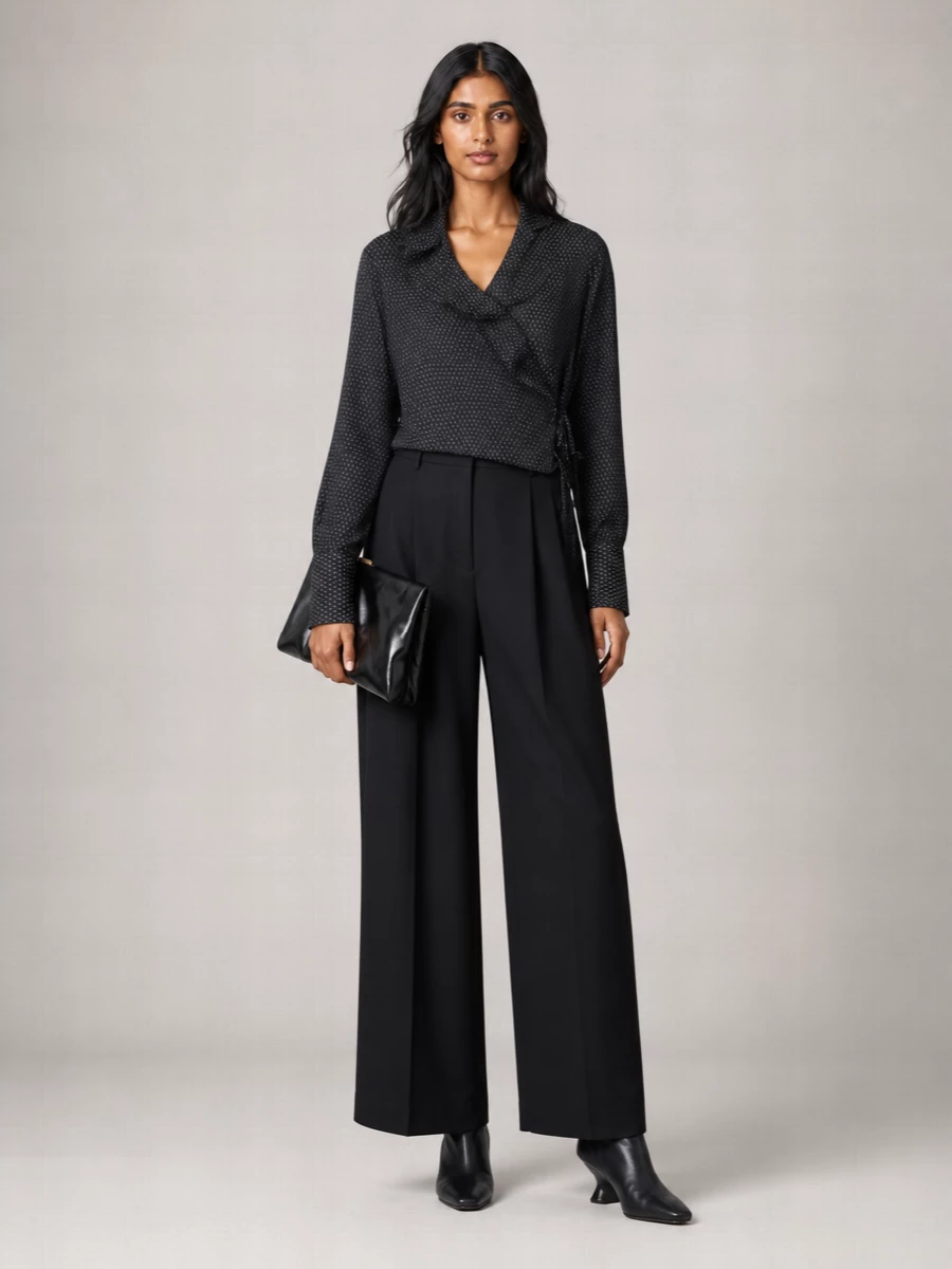 Dries Van Noten Printed Wrap Long-Sleeve Blouse