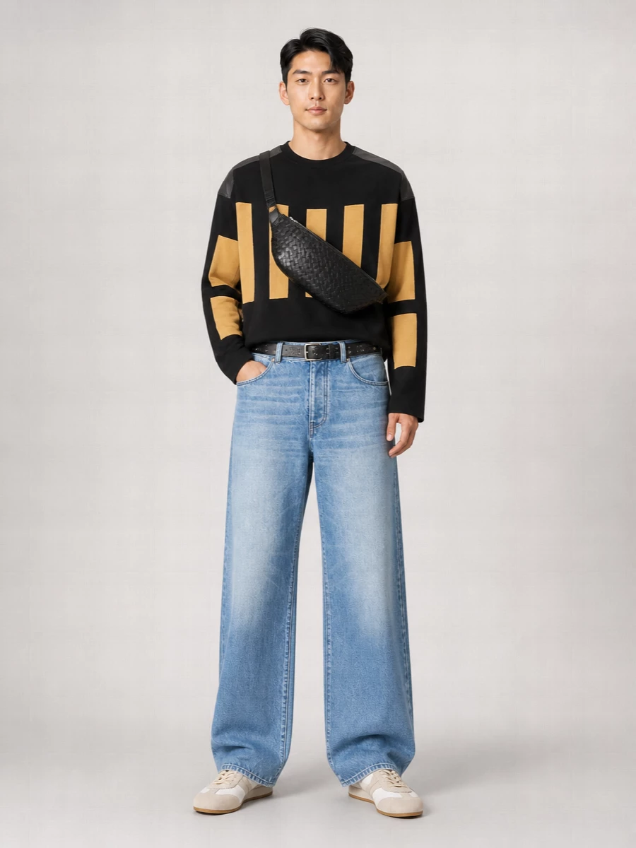 Dries Van Noten denim laser-etched loose-fit straight-leg jeans