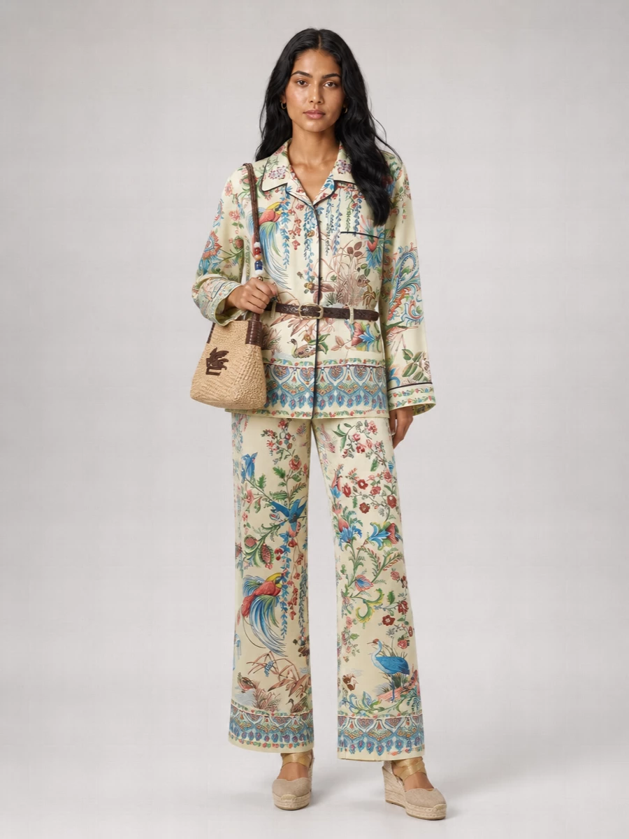 Etro Floral-Print Wide-Leg Trousers