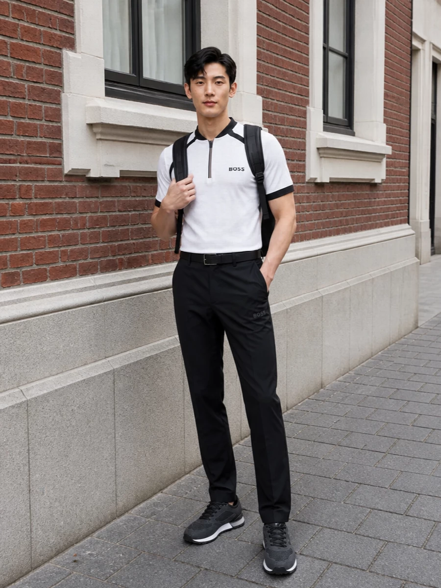 Boss polo black track pants runners outfit