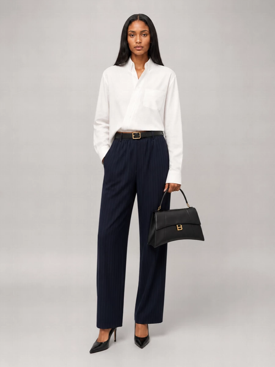 Balenciaga Striped Wide Leg Trousers