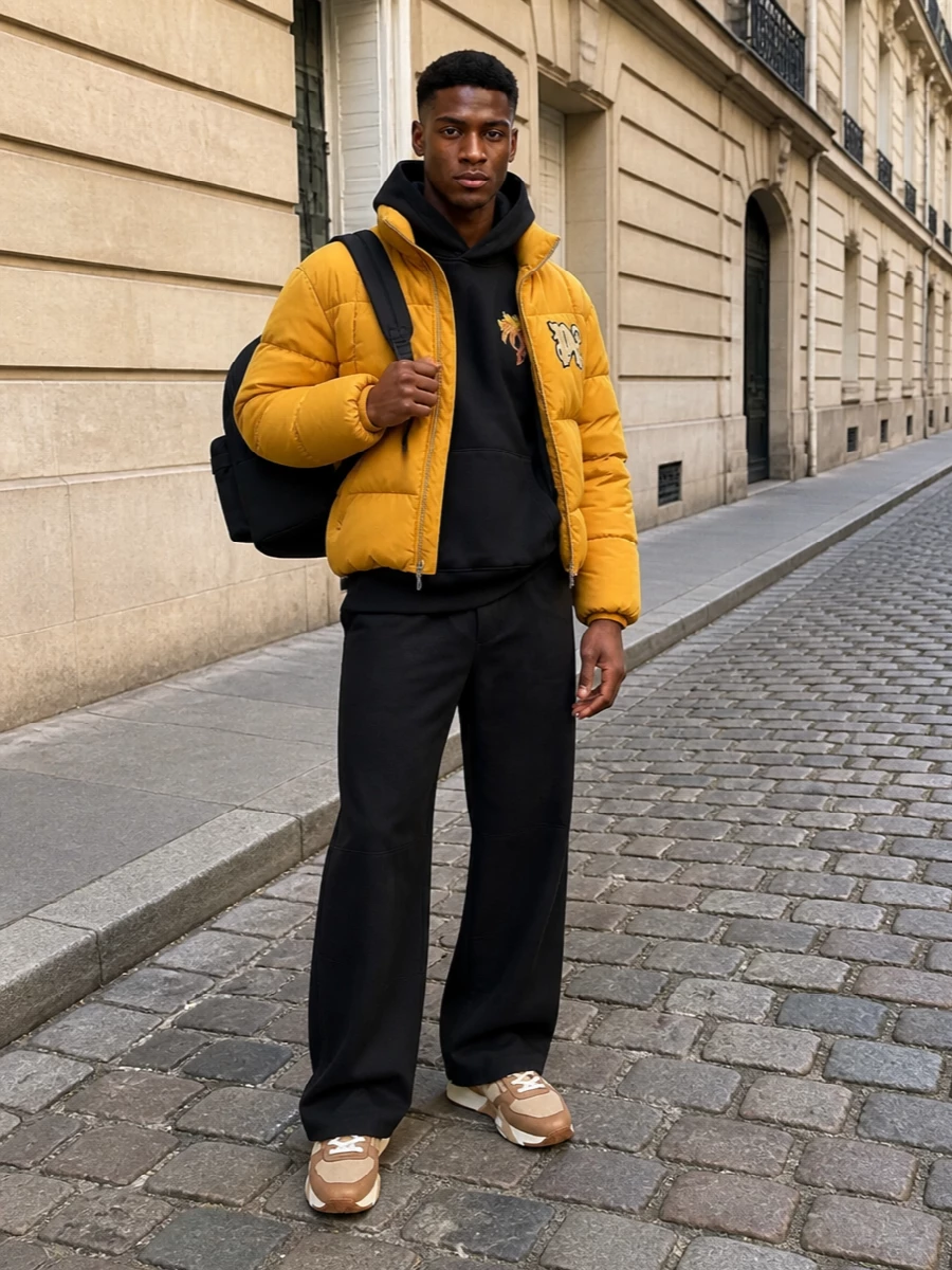 Palm angels puffer wide leg pants sneakers