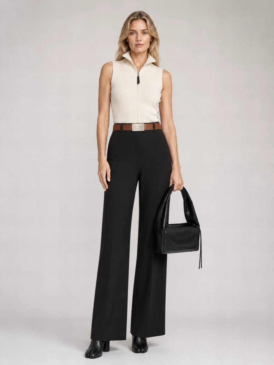 Maison Margiela Ribbed High Neck Sleeveless Knitted Top