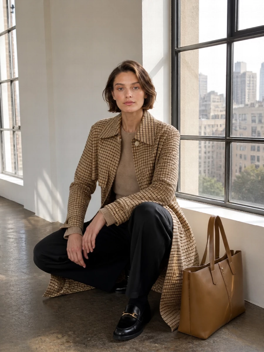Lanvin trench coat wide leg trousers outfit