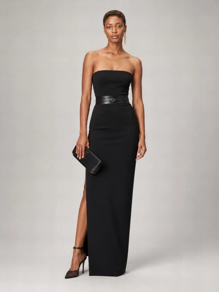 Courrèges strapless satin maxi dress