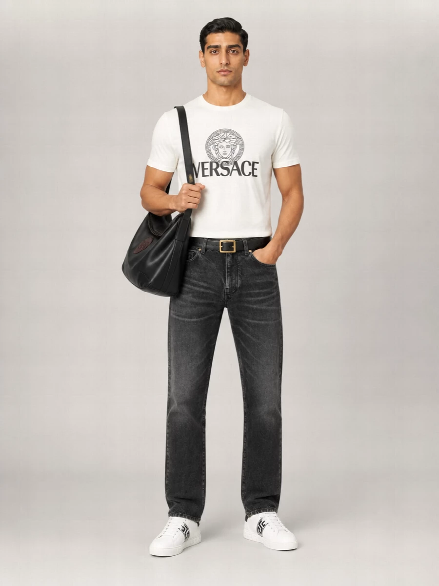 Versace Cotton Logo Print Short-Sleeve T-Shirt