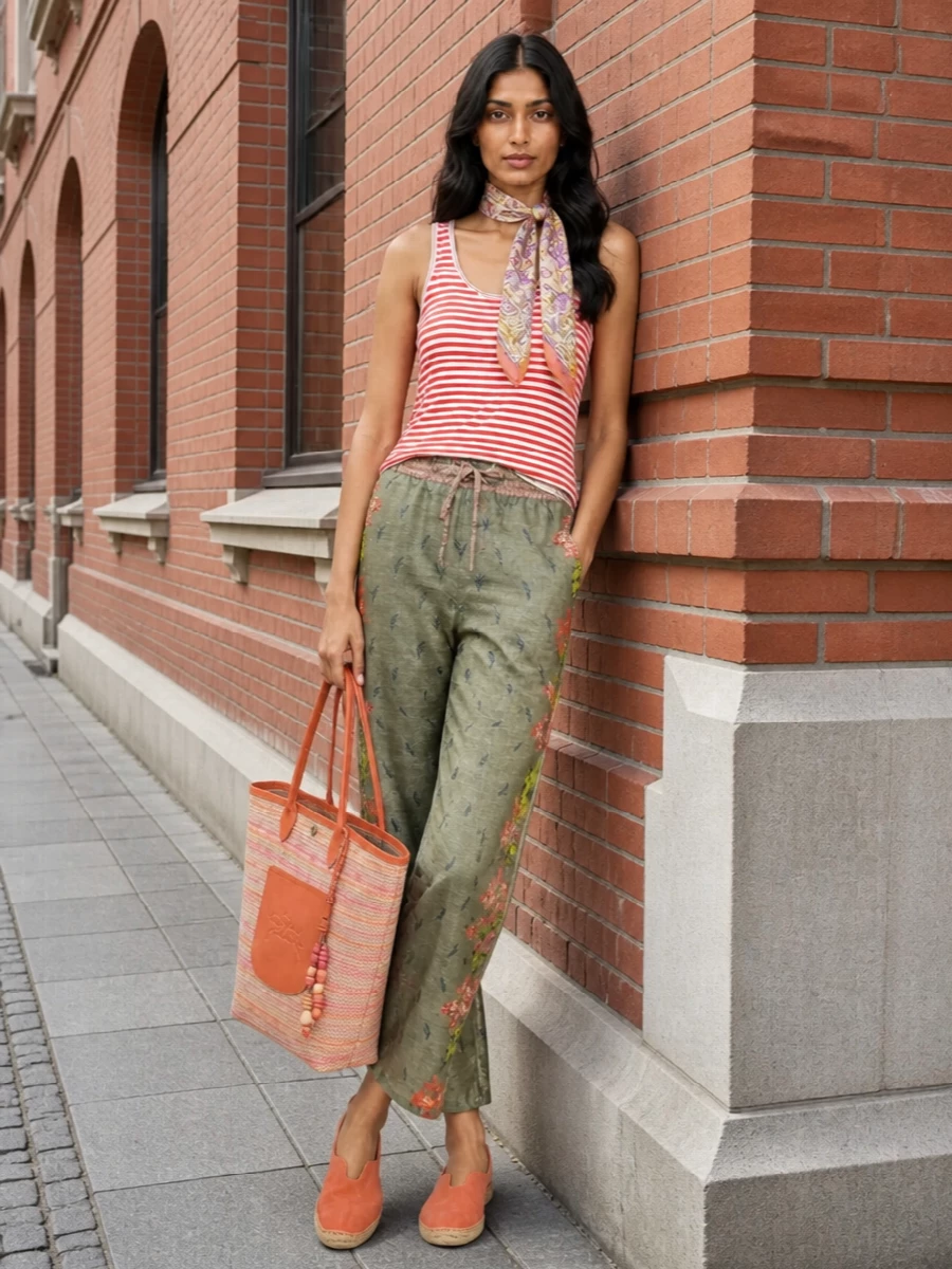 Pierre louise mascia striped tank floral trousers